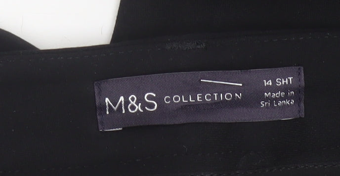 Marks and Spencer Women Black Size 14 Short Tapered Trousers
