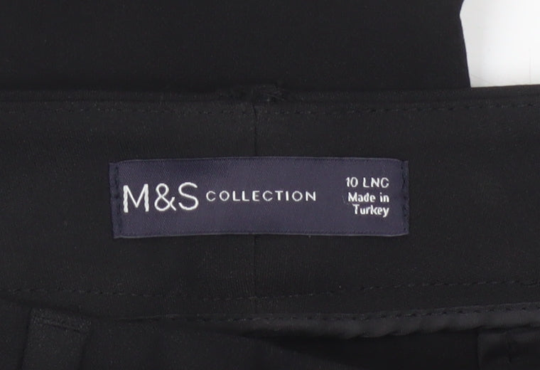 Marks and Spencer Women Black Size 10 Long Flared Trousers