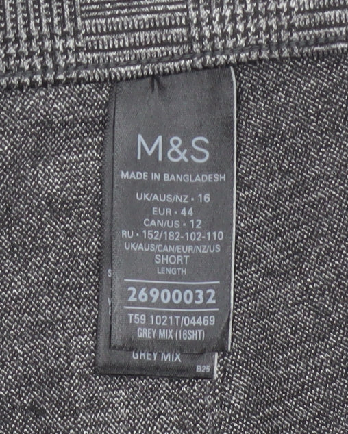 Marks and Spencer Women Grey Mix Size 16 Wide-Leg Trousers
