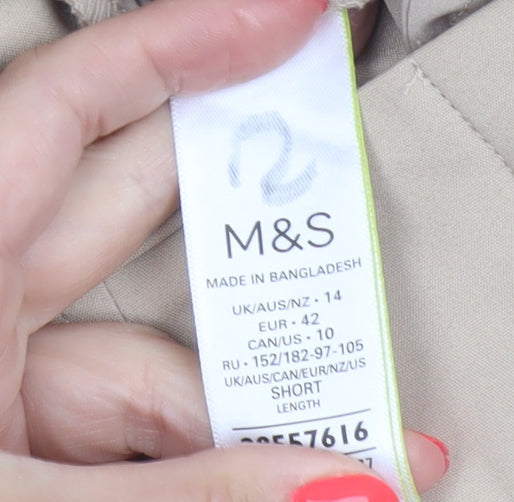 Marks and Spencer Women Beige Chino Trousers Size 14 Short