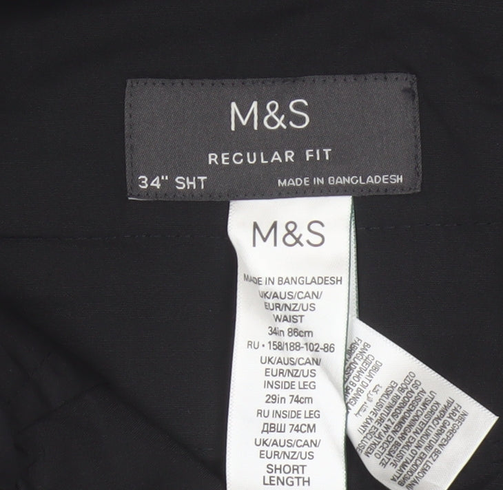 Marks and Spencer Men's Black Regular Fit Dress Trousers 34W 29L