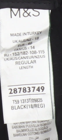 Marks and Spencer Women Black Size 18 Regular Lyocell Cotton Trousers
