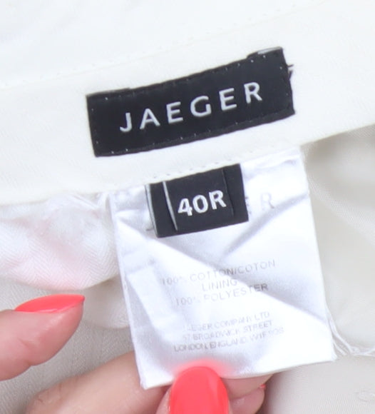 Jaeger Men's Beige Cotton Chino Trousers 40R Straight Leg