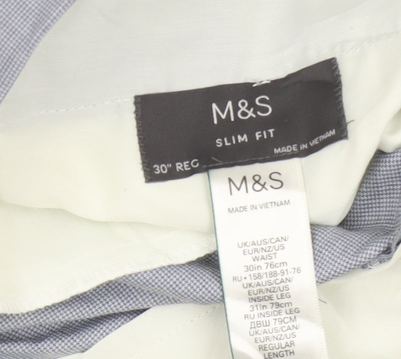 Marks and Spencer Mens Grey Slim Fit Chino Trousers 30W 31L
