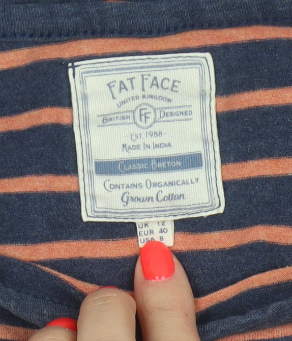 Fat Face Women Blue Striped Long Sleeve Jersey T-Shirt UK 12