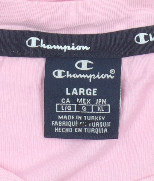 Champion Men's Pink Graphic Logo T-Shirt Size L Regular Fit