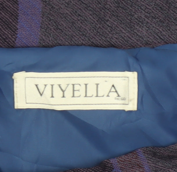 Viyella Women’s Purple Wool Plaid Midi A-Line Skirt Size 14