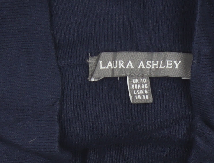 Laura Ashley Women's Blue High Neck Cotton Blend Jumper UK 10