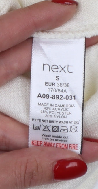 Next Women Ivory Collared Button-Up Knit Shirt Size S