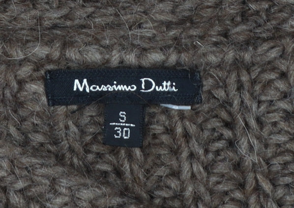 Massimo Dutti Women Brown Wool Alpaca Chunky Knit Cardigan S