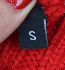 Brave Soul Women's Red Cable Knit High Neck Jumper Size S