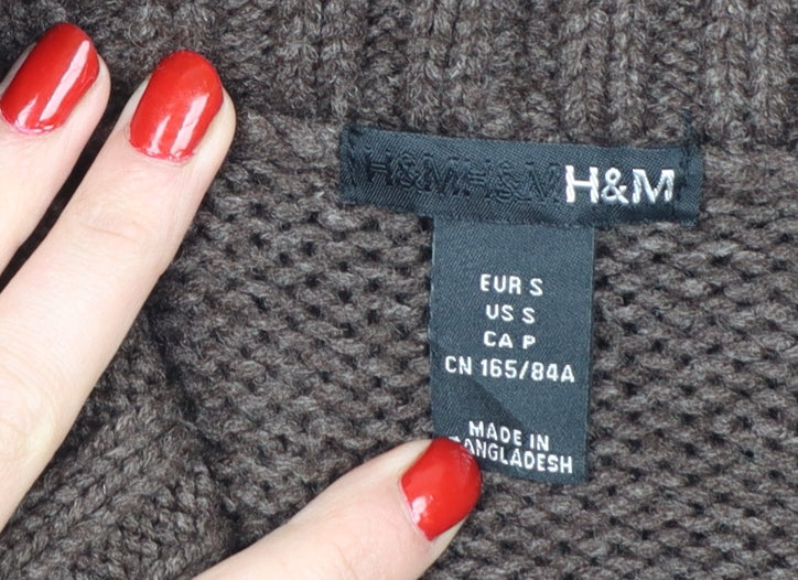 H&M Women’s Brown Long Sleeve Chunky Knit Cardigan Size S