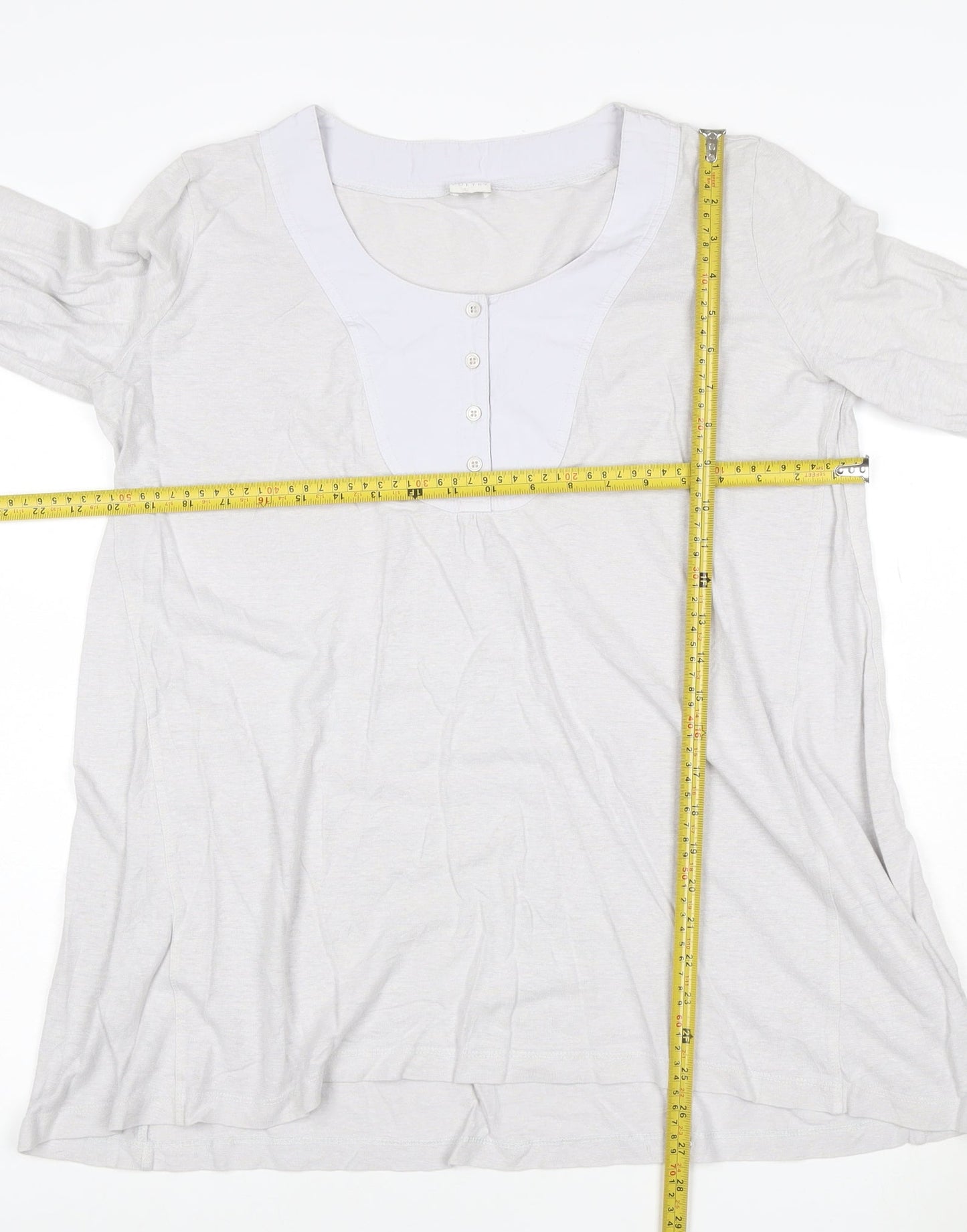 Poetry Womens Ivory Long Sleeve Button Tunic Blouse Size 10