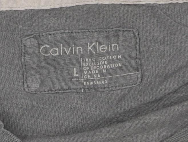 Calvin Klein Men's Grey Graphic Short Sleeve Cotton T-Shirt Size L