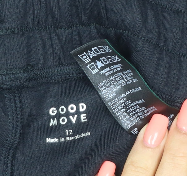 Marks and Spencer Goodmove Women's Black Size 12 Wide-Leg Activewear Trousers