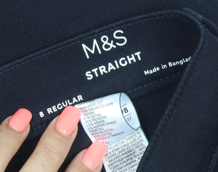 Marks and Spencer Women’s Black Straight Jeans Size 8 Regular Stretch Denim