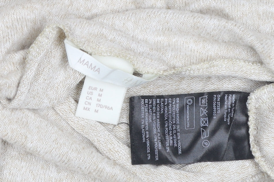 H&M MAMA Beige Knit Roll Neck Maternity Bodycon Dress Size 12