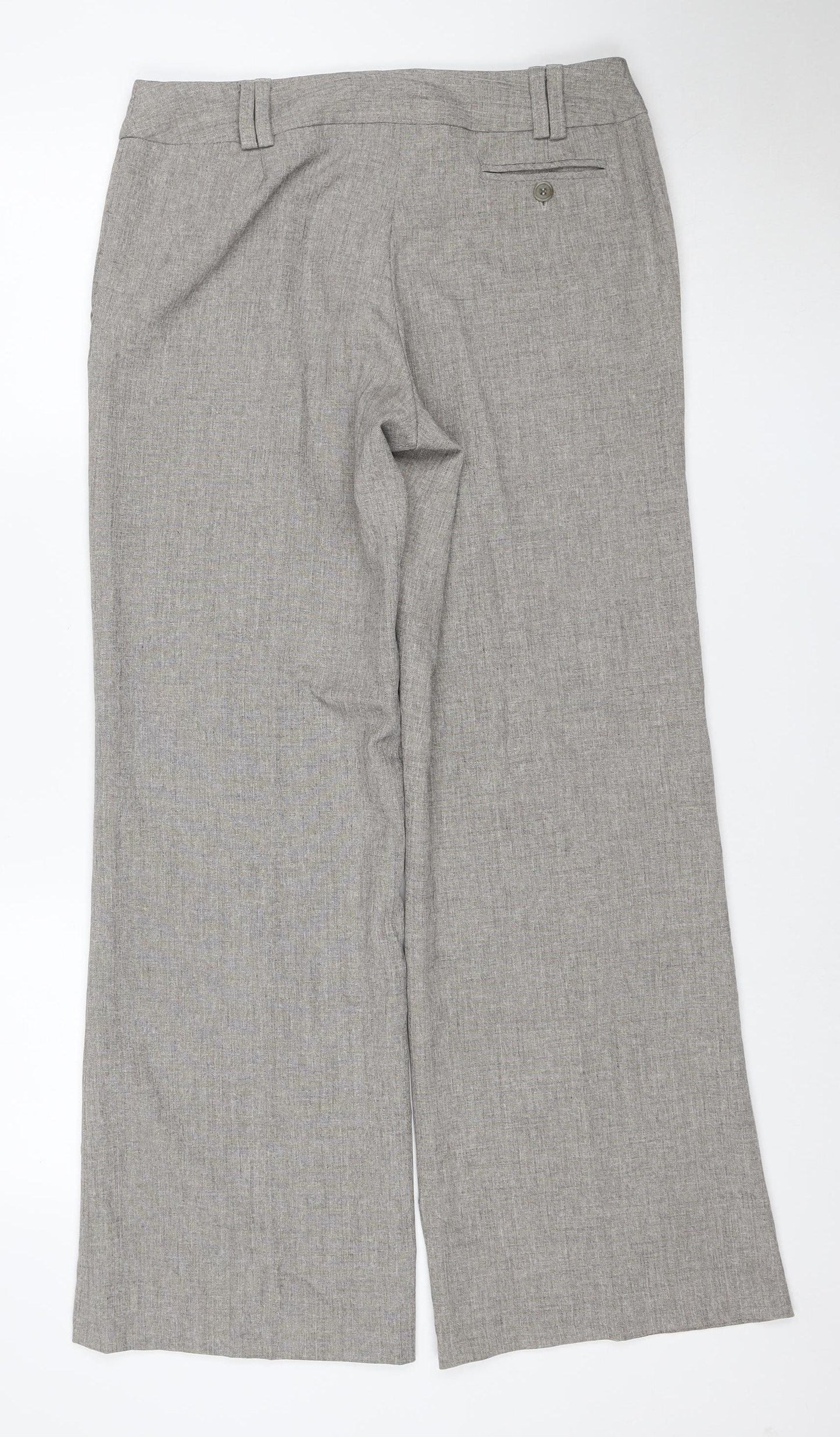 Dorothy Perkins Women’s Grey Wide-Leg Linen Blend Trousers Size 12