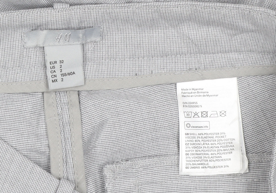 H&M Men's Grey Slim Fit Check Chino Trousers XS
