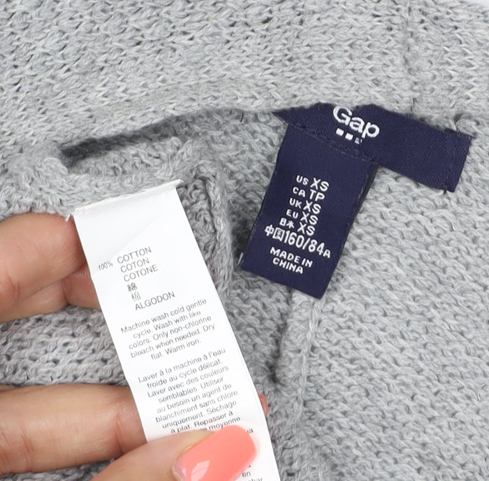Gap Womens Grey XS Open-Knit Short Sleeve Cotton Cardigan