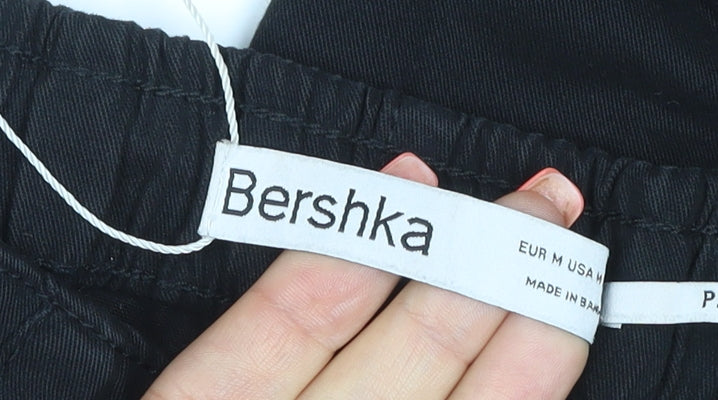 Bershka Womens Black Wide-Leg Cargo Trousers Size M