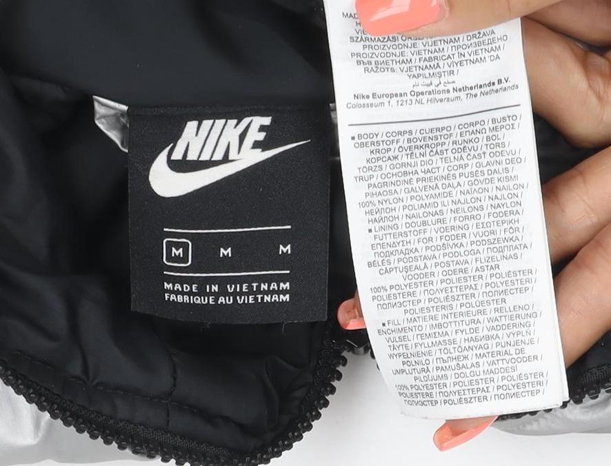 Nike Womens Silver Reflective Hooded Windbreaker Jacket M