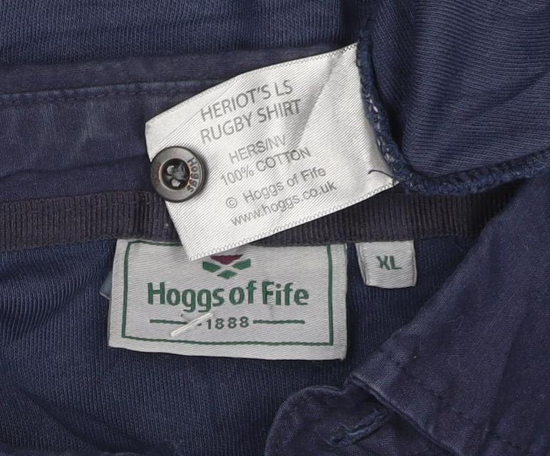 Hoggs of Fife Men's Navy Long Sleeve Cotton Polo Shirt XL