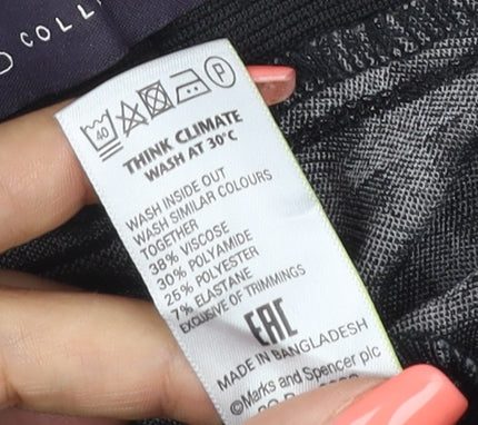 Marks and Spencer Women's Black Check Leggings Size 12 Long