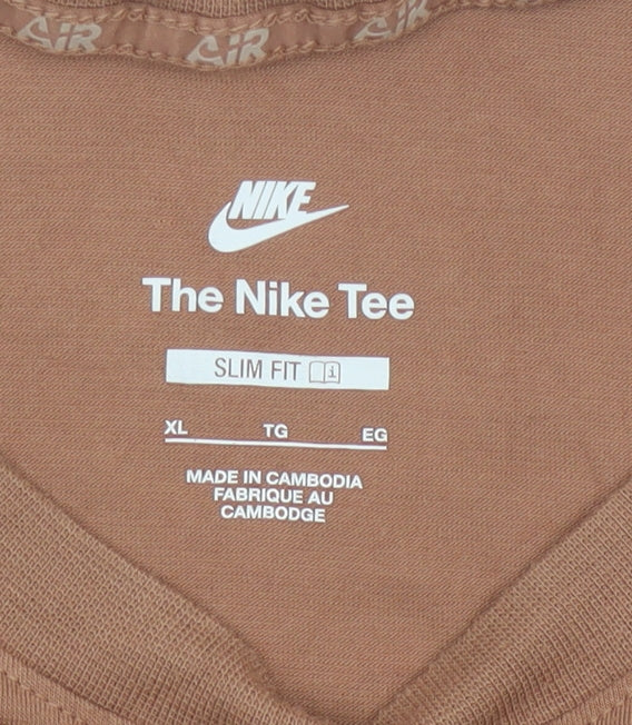 Nike Women's Brown Cropped Slim Fit Air T-Shirt XL