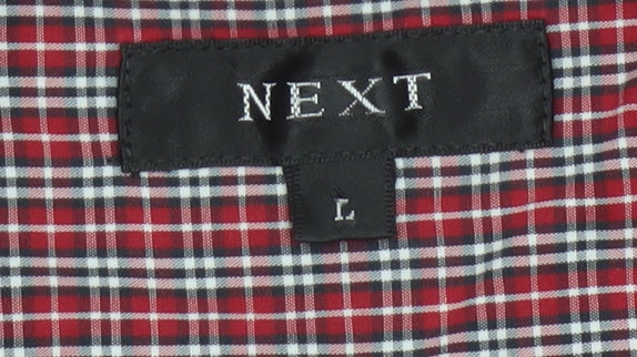 Next Men's Red Check Long Sleeve Button-Up Shirt Size L