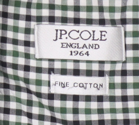 JP Cole Men's Green Check Cotton Long Sleeve Button-Up Shirt XL
