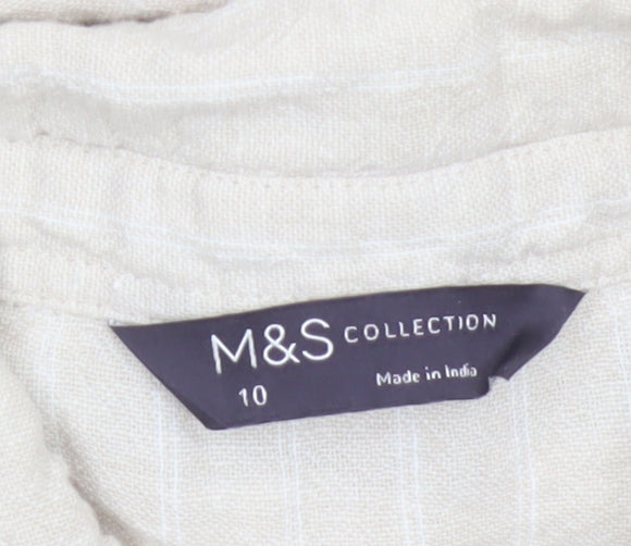 Marks and Spencer Women’s Beige Linen Blend Shirt Dress Size 10