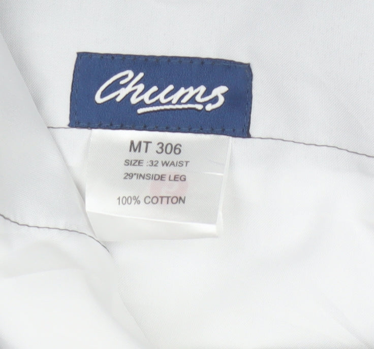 Chums Men's Grey Cotton Chino Trousers 32W 29L Regular Fit