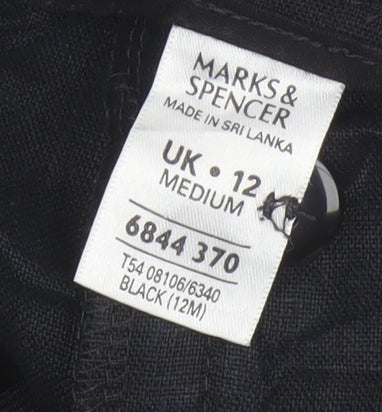 Marks and Spencer Women’s Black Linen Cropped Trousers Size 12