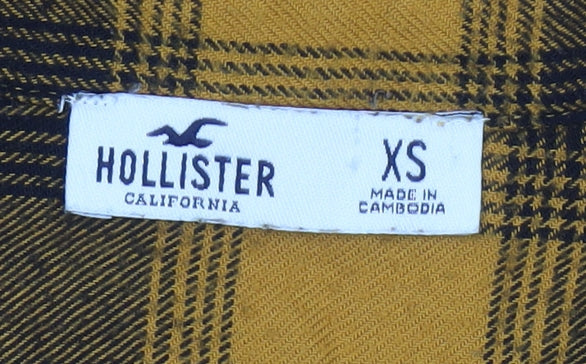Hollister Women’s Yellow Plaid Flannel Button-Up Shirt XS