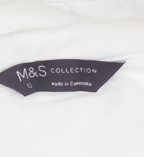 Marks and Spencer Women White Size 12 Sleeveless Button-Up Shirt