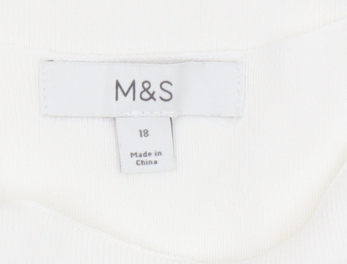Marks and Spencer Women's White Size 18 Sleeveless Basic Tank Top