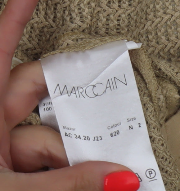 Marc Cain Women Beige Blazer N2 Classic Single-Breasted Linen Blend