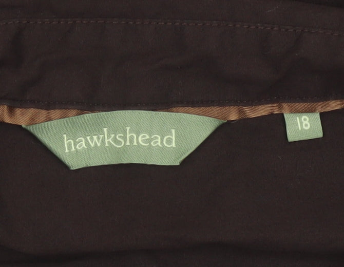 Hawkshead Women Brown Cotton Long Sleeve Button-Up Shirt Size 18