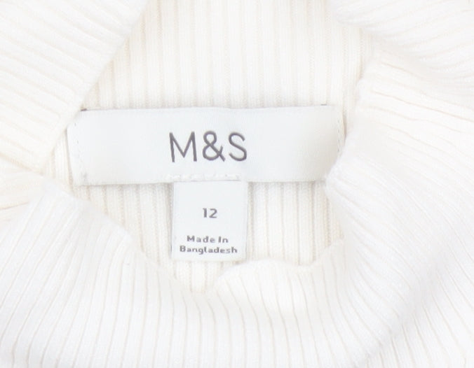 Marks and Spencer Women Ivory Roll Neck Sleeveless Knit Top Size 12