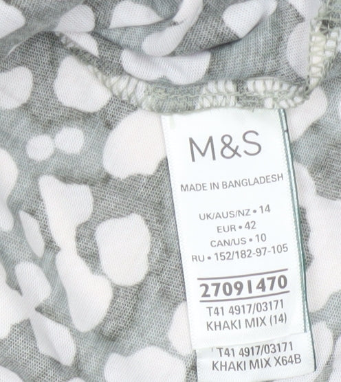 Marks and Spencer Women’s Green Animal Print V-Neck Blouse Size 14