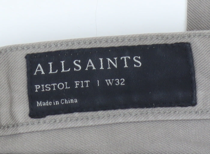 AllSaints Men's Beige Slim Fit Chino Trousers W32