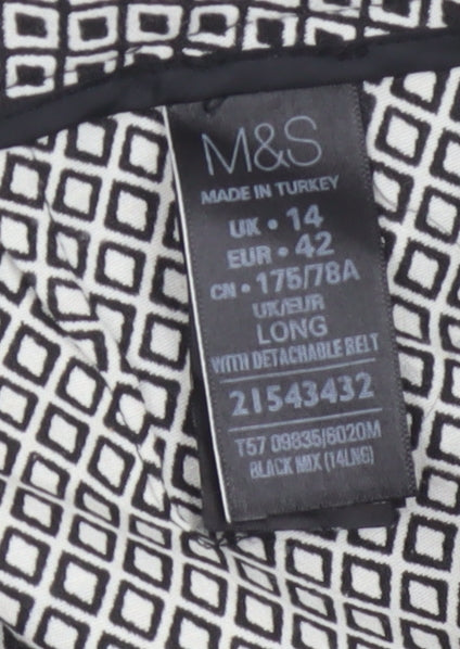 Marks and Spencer Women's Black Mix Geometric Trousers UK 14 Long