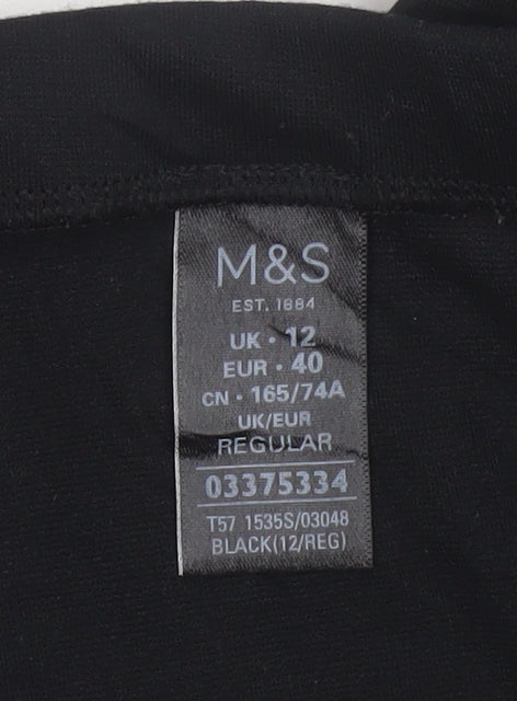 Marks and Spencer Womens Black Size 12 Straight Leg Stretch Trousers