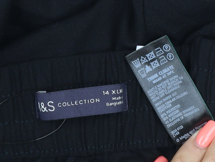Marks and Spencer Women's Black Size 14 Wide-Leg Stretch Trousers