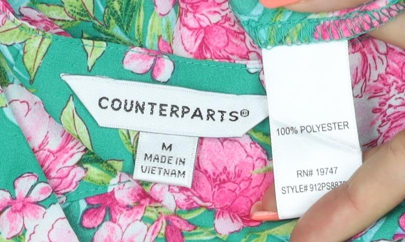 Counterparts Women's Multicoloured Floral Ruffle Short Sleeve Blouse M