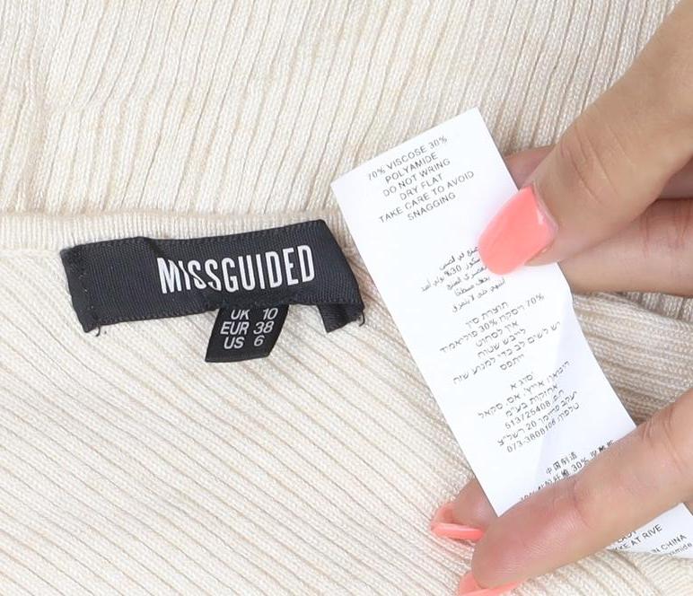 Missguided Women Beige Size 10 One Shoulder Bodycon Midi Dress
