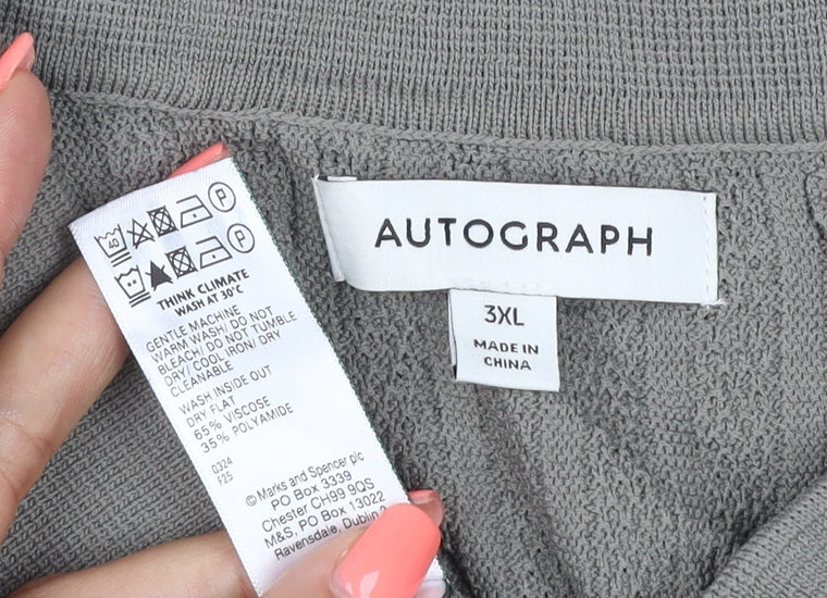 Marks and Spencer Autograph Women's Grey 3XL Short Sleeve Collared Cardigan
