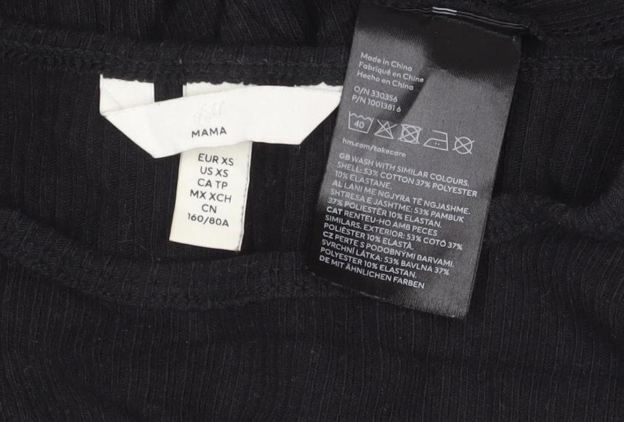 H&M Women Black XS Long Sleeve Shift Knit Dress