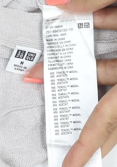 Uniqlo Women Beige M Modal V-Neck Long Sleeve Cardigan